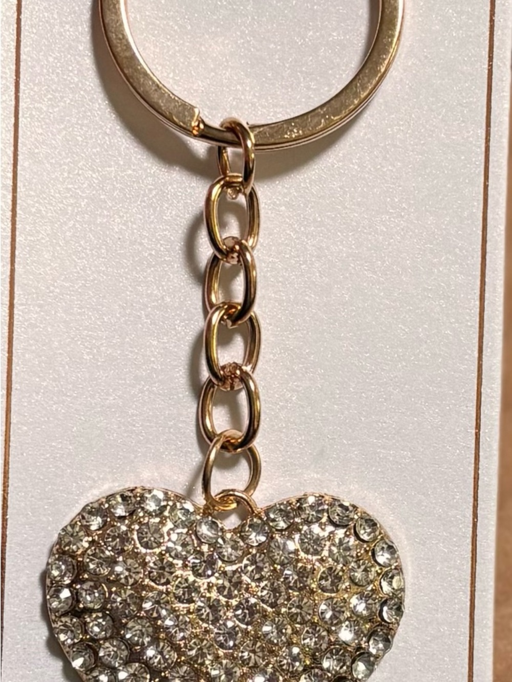 Gold Crystal Heart Keychain